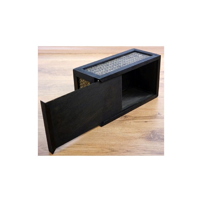 Wood & Rattan Tissue Box, Solid Wood, Handcrafted in Thailand,