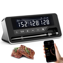 Meat Thermometer Wireless, 800FT Bluetooth Digital Thermometer with Smart APP, Temp Precise Improved by 100%, Instant Read Food Thermometer with Alerts for Oven Smoker BBQ Grill