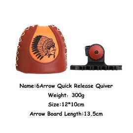FUNTRESS 4/6 Arrows Quiver Quick Release Leather Archery Slide-On Quiver Holder Quiver Detach Lock Bow Quiver Quick Release Arrow Quiver (6 Spot)