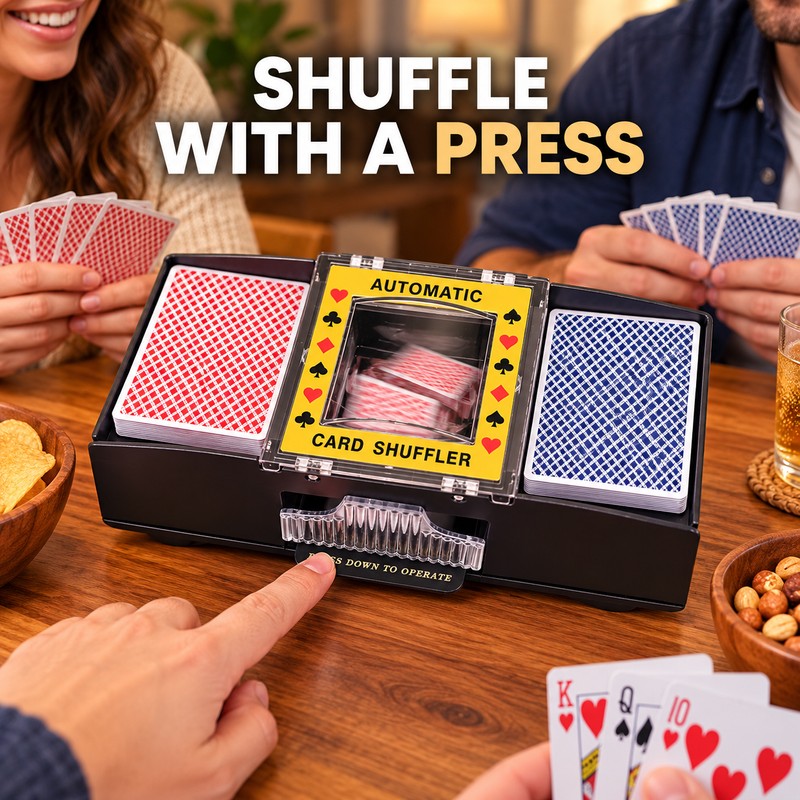 Automatic 2-Deck Card Shuffler, Battery Operated Electric Playing Card Shuffle
