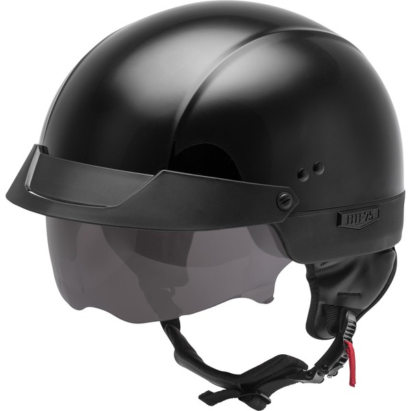 GMAX HH-75 Half Helmet (Black, Large) - FMVSS 218 Approved