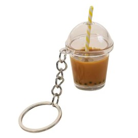UKDGTMR Kawaii Bubble Tea Keychain, Boba Milk Tea Cup Charm, Backpack Pendant Brown x 1
