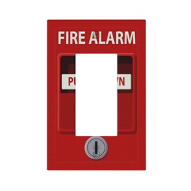 LOLREAI Decorative Outlet Covers Red Fire Alarm Novelty 1 Gang Single Decora GFCI Device Light Switch Covers Plate 1 Rocker Wall Plate Jumbo Switch Cover Plate for Bedroom Bathroom Decor
