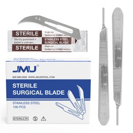 JMU 2 Pcs Scalpel Handle No 3 and 100 Pcs Scalpel Blades Sterile #12, Stainless Steel Surgical Blades and Handle