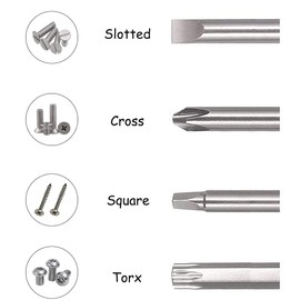 SeonFook 30pcs 100mm Long Screwdriver Drive Bits Magnetic Drill Bit Set 1/4 Inch Hex Shank S2 Steel Security Screw Bit Kit Power Tools (Slotted + Cross + Square + Torx Bits)