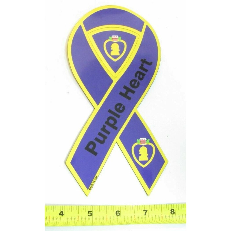 New Single US Military Purple Heart 8" Ribbon Auto Magnet