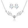 coadipress Christmas Reindeer Necklace Earrings Set for Women Dainty Crystal