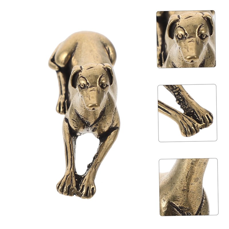 Ciieeo Retro Brass Hound Figurine Brass Dog Adornment Unique Animal