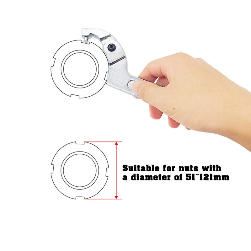 51-121Mm 2-4.3/4 Inch Chrome Vanadium C Spanner Tool Adjustable Hook