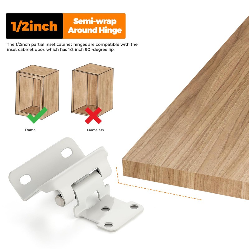 Ravinte 20 Pack 10 Pairs Semi-Overlay 1/2 inch Self-Closing Face