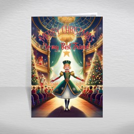 Best Friend Christmas Card, A5 Size Christmas Card for my Best Friend, Luxury Christmas Greeting Cards with a Christmas Wishes Greetings Verse Inside: Nutcracker Christmas Card