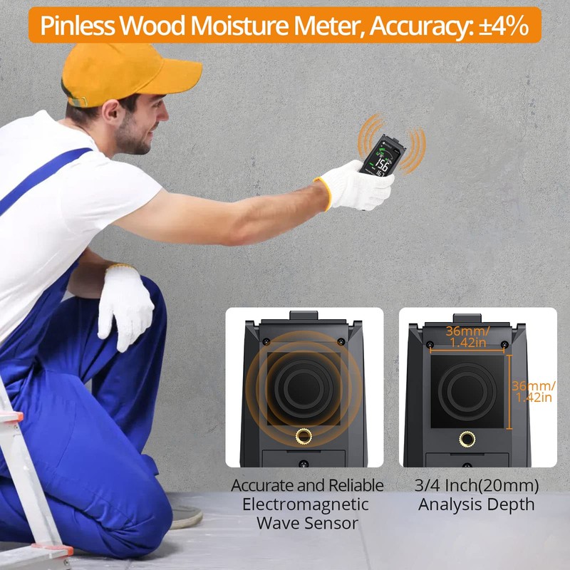 Neoteck Wood Moisture Meter Pinless Moisture Meter ±4％ Accuracy &