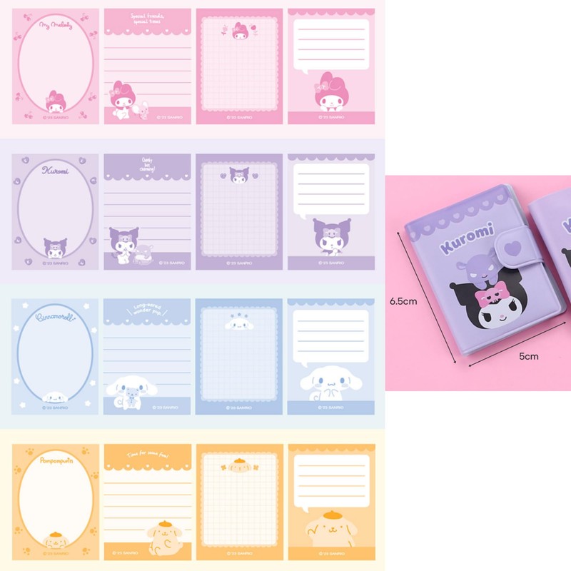 MENBLY San-rio Pocket Tiny Note Book Memo Pad 2 Pack