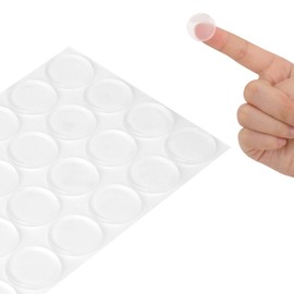 24Pcs Glass Table Top Bumpers, 2.5mm/0.1in Thickness Glass Table Top Anti Slip Pads Self Adhesive Backing Rubber Feet Stoppers Cabinet Cushion Dots for Cutting Board Drawers Picture Frame Furniture