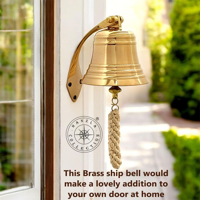 4" Solid Polished Brass Bell Marine Nautical Wall Mounted Hanging