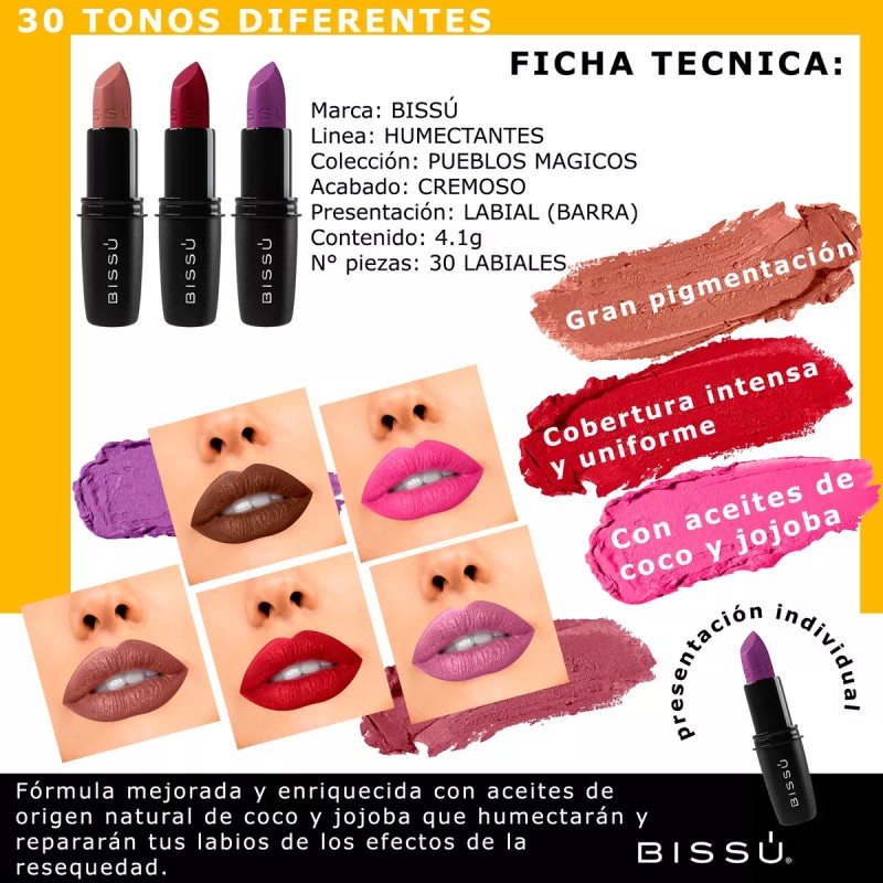 Bissú Kit 30 Labiales Bissu Humectantes Colección Completa Pack