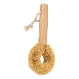 Ciieeo 1pc Wooden Handle Kitchen Bowl Brush Multipurpose Cleaning Brush for Pots and Dishes with Hanging Rope for Convenient Storage Natural Coconut Bristles