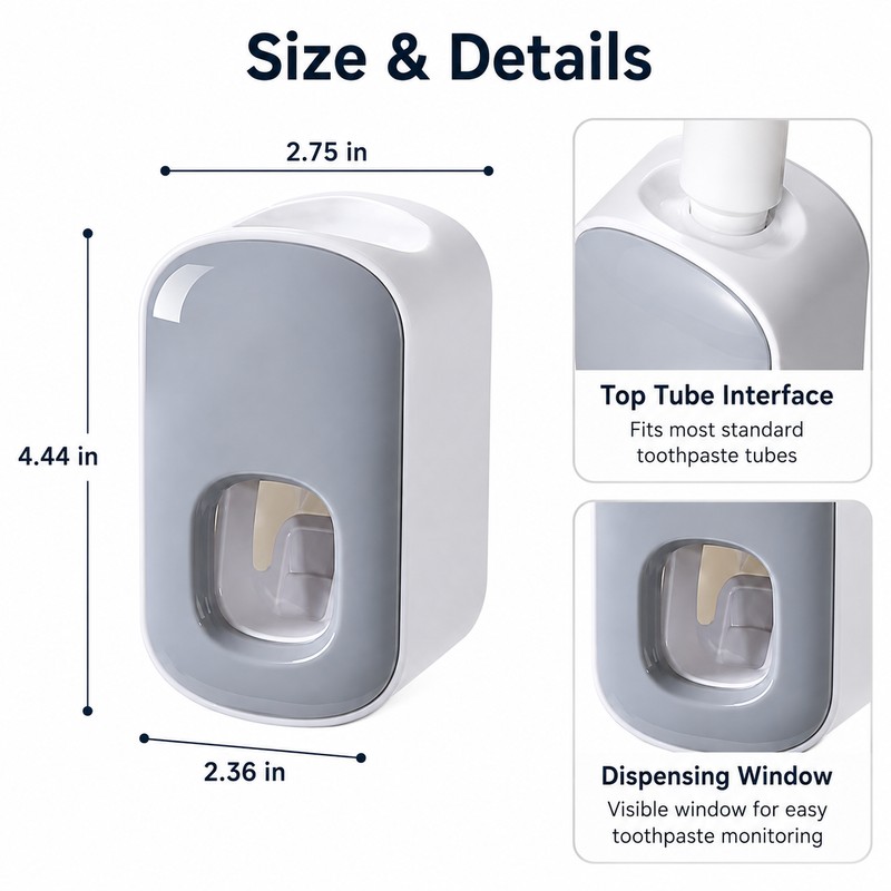 Wall-Mount Toothpaste Dispenser – Push-Activated Automatic Toothpaste Squeezer, No-Drill Water-Resistant