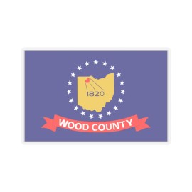 Flag of Wood County Ohio (United States) STICKER Vinyl Kiss-Cut Decal - 2" × 2", Transparent