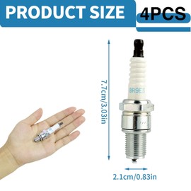 4 Pcs BR9ES Spark Plug,BR9ES Standard Spark Plugs,BR9ES Spark Plug threaded,Optimized Ignition for Scooters, Mopeds, Motorcycles