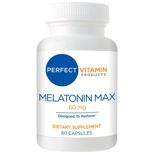 60mg Extra Strength Melatonin MAX - High Dosage Melatonin Ensures Amply Supply Of This Important Hormone - 100% Drug-Free, Vegan, Non-GMO, Gluten-Free (60 Capsules)