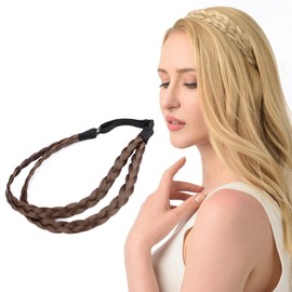 Gledola Double Three Strands Braid Headband Synthetic Hair Plait Headband for Women Hair Accessory (Chestnut)