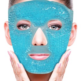 Shoonlo Mascara de Hielo para Cara, Mascarilla de Facial para Reducir Hinchazón, Las Ojeras, Migraña, Enrojecimiento, Antifaz de Fríos para Cuidado de la Piel, Compresa Fria y Caliente