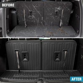 JOULARISE Cargo Mat Backrest Mats 2-in-1 Design for 2017-2023 GMC Acadia 6/7 Seats Accessories, All-Weather TPE Trunk Mat Cargo Liner Protector SLE/SLT/AT4/DENALI(Cargo Mat with Backrest Mats)