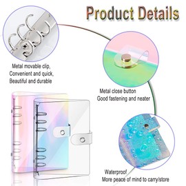 2 PCS A5 Rainbow Soft PVC Notebook Binder, Refillable Paper PVC Binder, Clear Soft PVC Notebook Cover, Loose Leaf Personal Planner Binder (A5)