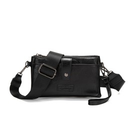 myfriday Vintage Leather Camera Crossbody Bag for Women, Stylish Two Layer Shoulder Bag Purse with Removable Card Slots