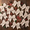 Tudomro 12 Pcs Christmas Plush Bows 5.9 Inch Large Oatmeal