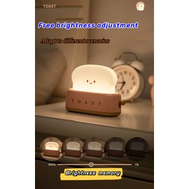 BFYCHYC Cute Desk Decor Toaster Lamp, Kawaii LED Toast Bread Night Light Rechargeable, Table Night Lamp for Kids Room Table Desk Bedroom Decorations,Christmas Gifts Ideas for Baby Girls Teens (Pink)
