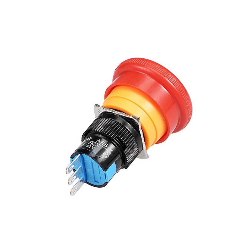 uxcell 16mm Mounting Hole Latching Emergency Stop Push Button Switch