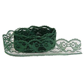 Porcelynne Delicate Hunter Green Scallop Lace is 1-1/4" Wide - 3 Yards - Vintage, Non Stretch, Crafts, DIY