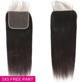 MYouan 5x5 HD Lace Closure Small Knot Pre-Plucked Hairline Straight Human Hair 5X5 Tranaparent Closure 18 Inch