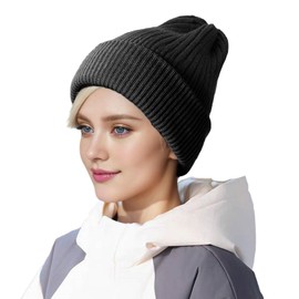 Feelorna Knitted Hats Women's Winter Warm Slouch Beanie Hat Windproof Soft Winter Hat Classic Elastic Winter Hat Women, black