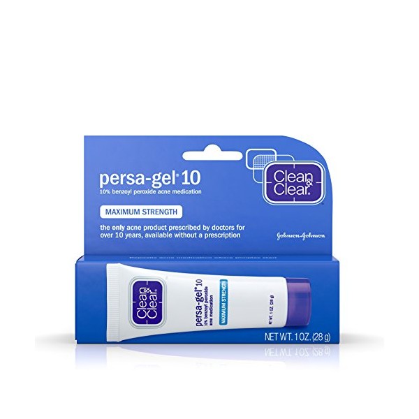 Clean & Clear Persa-Gel 10 Acne Medication Spot Treatment with Maximum Strength 10% Benzoyl Peroxide, Pimple Cream & Acne Gel Medicine for Face Acne with Benzoyl Peroxide Medication, 1 oz (Pack of 6)