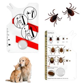 afhgdjr Pack of 2 tick cards, human, tick sling, tick card for humans, with magnifying glass, quickly and gently remove ticks from pets or humans