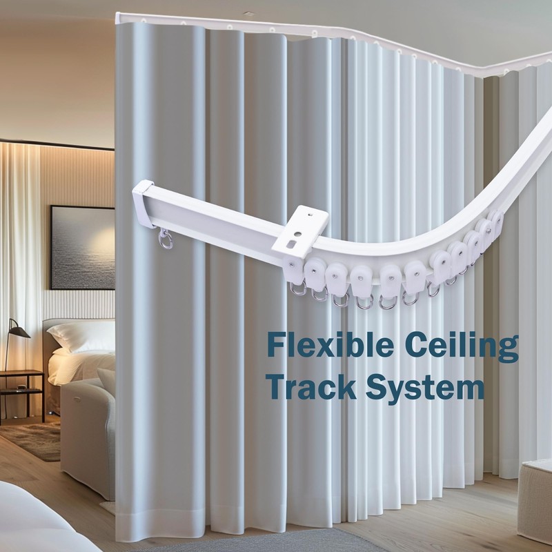 MaKefeile Ceiling Curtains Track System, Flexible & Bendable Curtain Tracks