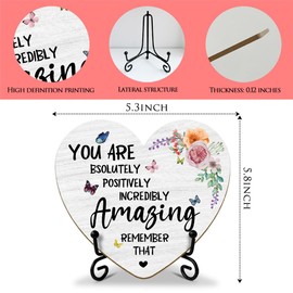 You are Amazing Gifts for Women Heart Keepsake, Inspirational Encouragement Gifts for Women Coworker Friend Bestie Sister, Cheer Up Gifts Inspirational Wood Plaques Signs for Home Office Decor -FS321