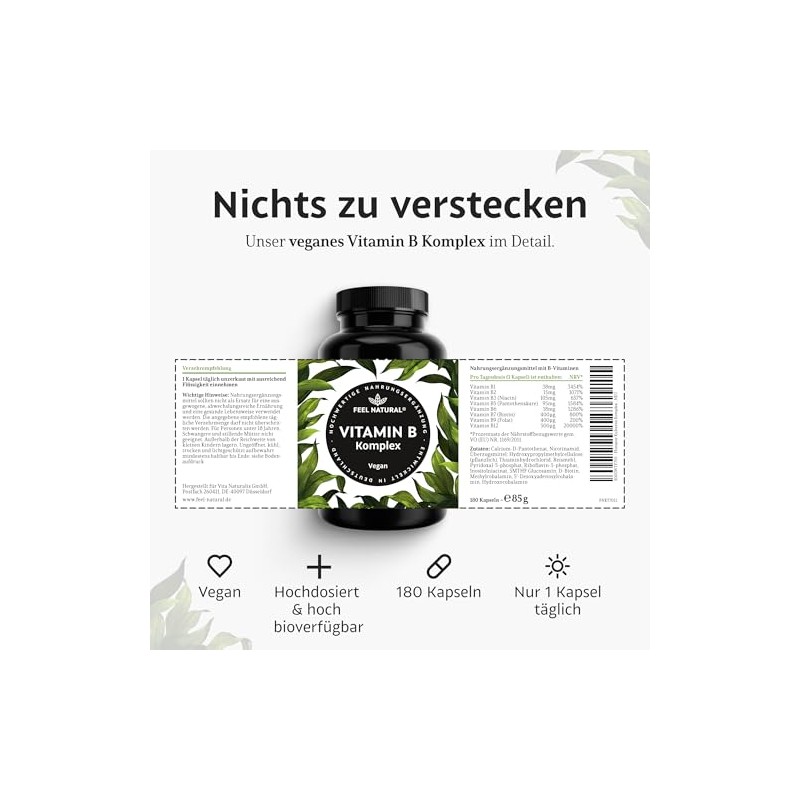 Vitamin B Complex Capsules – Pack of 180 Particularly high