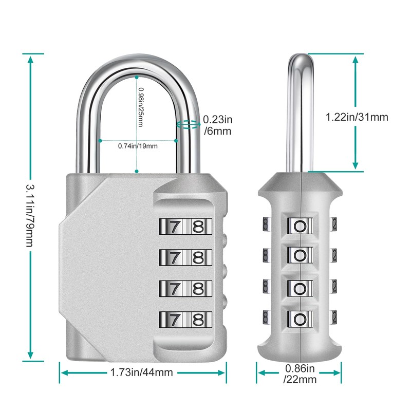 ZHEGE Padlock Combination Lock, 4-Digit Lock for Gym Locker, Tool