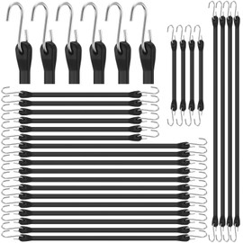 Yoojahow 26 Packs Multiple Size Bungee Cords with Hooks Bungee Cords Rubber Tarp Straps with Crimped S Hooks Natural Rubber Tarp for Securing Cargo Truck Motorcycle Weatherproof Max Load 130 Lbs