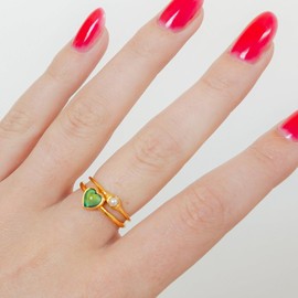 Honeycat Heart Mini Mood Stone Color Changing Ring | Minimalist Fun Dainty Jewelry Silver 5