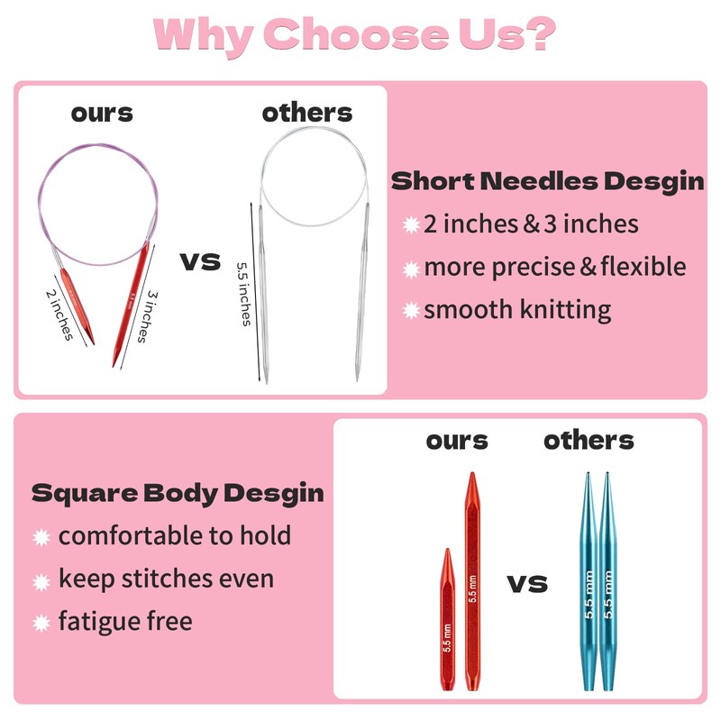 Hobekoee Short Interchangeable Knitting Needles Set