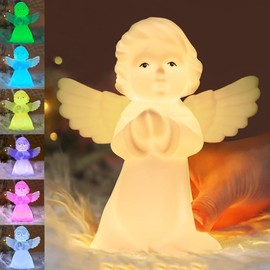 VEEKI Night Light for Kids, Multi-Color Angel Silicone Lamp with Tap Control, Rechargeable LED Beside Night Lights, Dimmable Cute Nursery Night Light Gift for Boys Girls Baby Toddlers Teen
