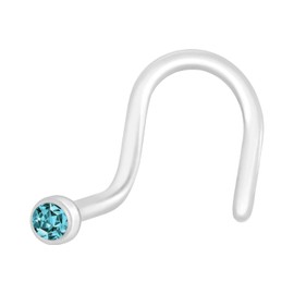 PIERCINGLINE PMFK Spiral Nose Stud with Crystal, Flexible, Piercing Nose Stud, Choice of Colours, PMFK
