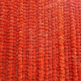 KASHVIYA 25 pc - 5 feet Marigold Garland Wedding Party, Mantel Decoration, Faux Garlands, Wedding Garland, Diwali Decoration, Pooja Decoration, Spring Bush Floral, Christmas (Orange)