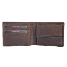 H.I.S Men's Wallet Purse W 34/1170 Dark Brown