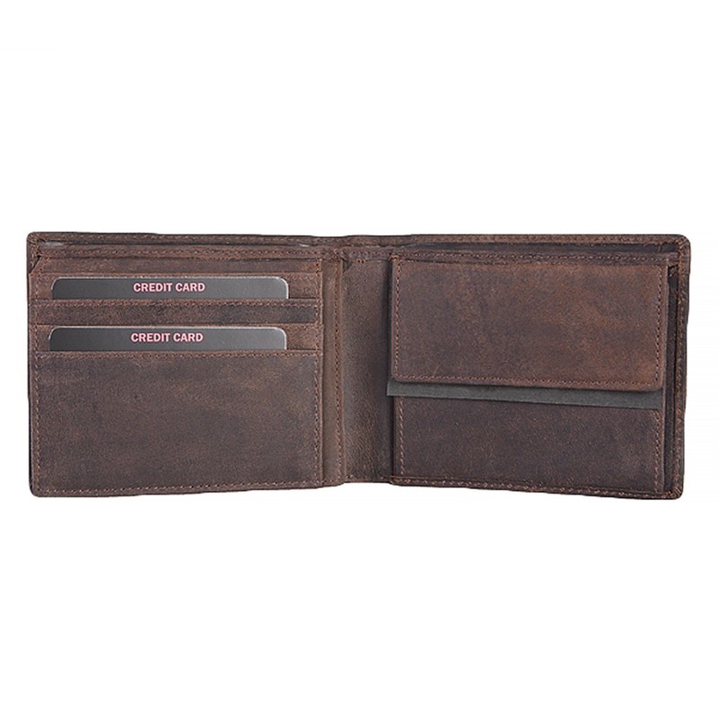 H.I.S Men's Wallet Purse W 34/1170 Dark Brown